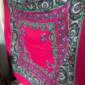 Castellani Oversized Scarf Wrap fringe edges pink purple